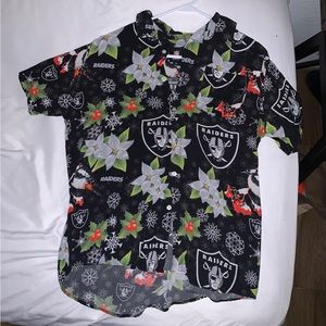 Raiders Floural Button Up Shirt For The Holidays Size Medium!